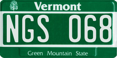 VT license plate NGS068