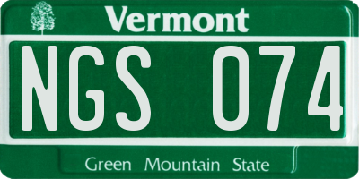 VT license plate NGS074