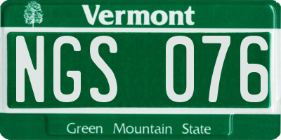VT license plate NGS076