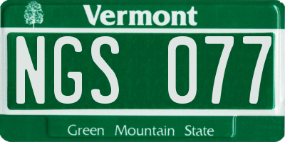VT license plate NGS077
