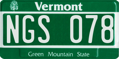 VT license plate NGS078