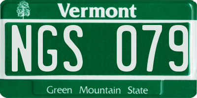 VT license plate NGS079