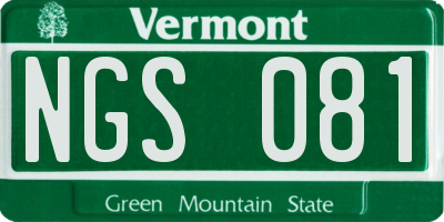 VT license plate NGS081