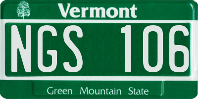 VT license plate NGS106