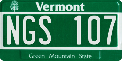 VT license plate NGS107