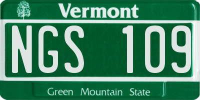 VT license plate NGS109