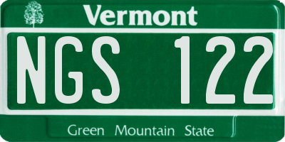 VT license plate NGS122