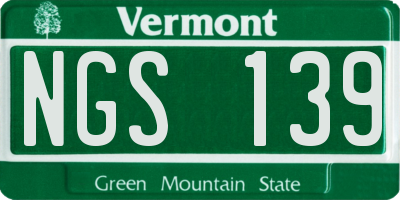 VT license plate NGS139