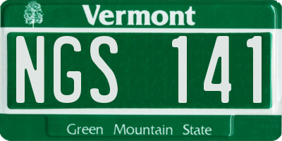 VT license plate NGS141