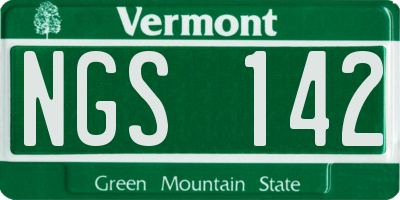 VT license plate NGS142