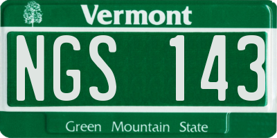 VT license plate NGS143