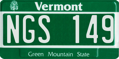VT license plate NGS149