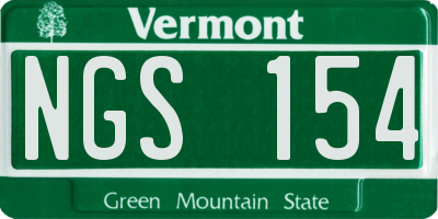 VT license plate NGS154