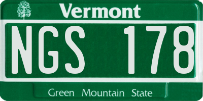 VT license plate NGS178