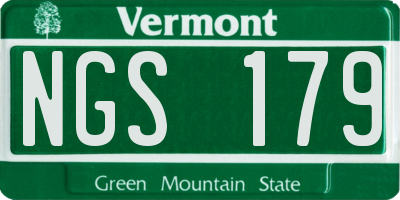 VT license plate NGS179