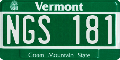 VT license plate NGS181
