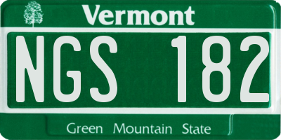 VT license plate NGS182
