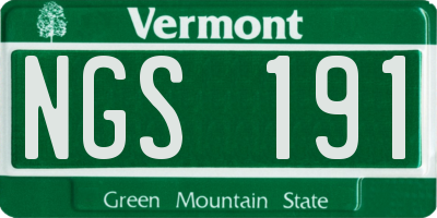 VT license plate NGS191