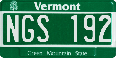 VT license plate NGS192