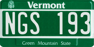 VT license plate NGS193