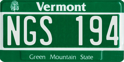 VT license plate NGS194