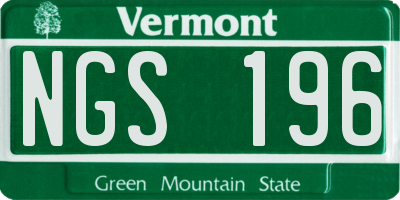 VT license plate NGS196