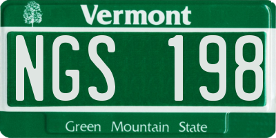 VT license plate NGS198