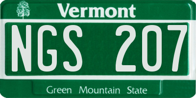 VT license plate NGS207