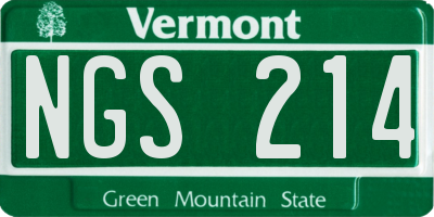 VT license plate NGS214