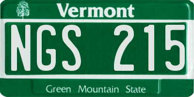VT license plate NGS215