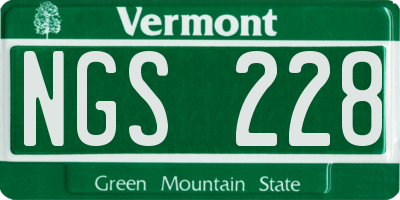 VT license plate NGS228
