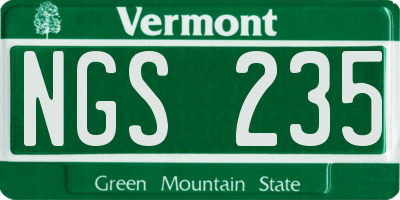 VT license plate NGS235