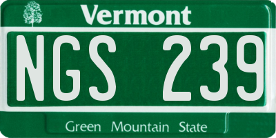 VT license plate NGS239