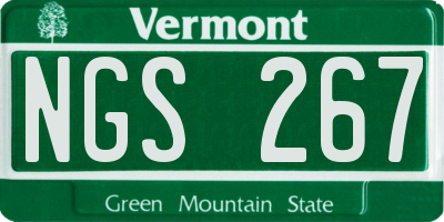 VT license plate NGS267