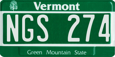 VT license plate NGS274