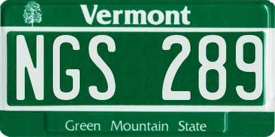 VT license plate NGS289