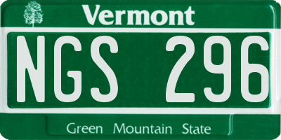 VT license plate NGS296