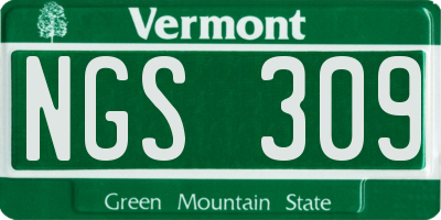 VT license plate NGS309