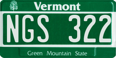 VT license plate NGS322
