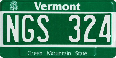 VT license plate NGS324