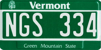 VT license plate NGS334