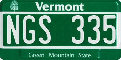 VT license plate NGS335