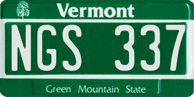 VT license plate NGS337