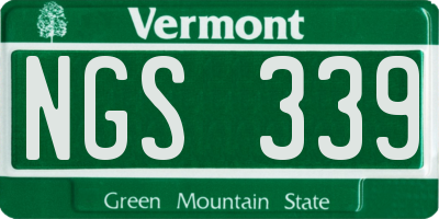 VT license plate NGS339