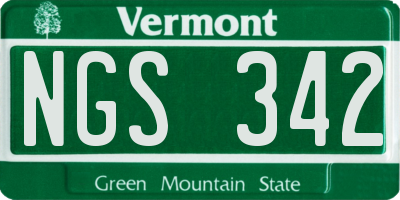 VT license plate NGS342