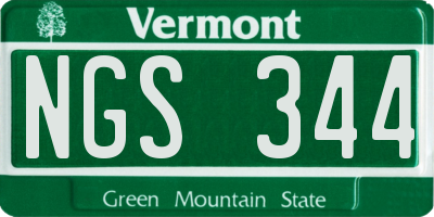 VT license plate NGS344