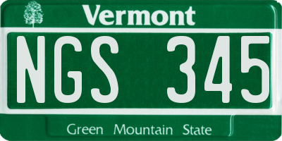 VT license plate NGS345