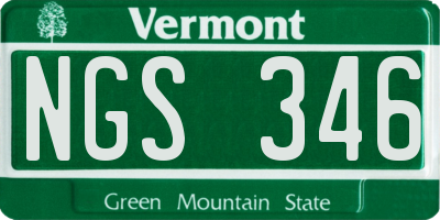 VT license plate NGS346