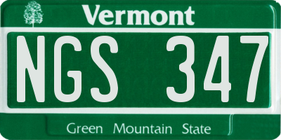 VT license plate NGS347