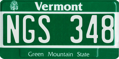 VT license plate NGS348